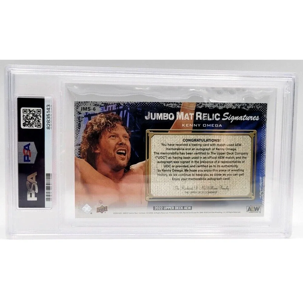 2022 UPPER DECK AEW KENNY OMEGA PSA 9 JUMBO MAT RELIC SIGNATURES #D/10  AUTO